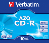 43327 Диски CD-R Verbatim CRYSTAL AZO, 700Mb 80 min 52-x (Jewel Case, 10шт.)  