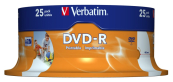 Verbatim  Диск DVD-R  4,7Gb 16x Cake Box Printable (25шт) (43538) 