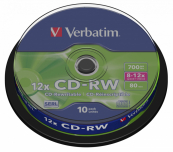 Verbatim  Диск CD-RW  700Mb 10x Cake Box DataLife+ (10 шт) (43480) 