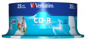 Verbatim  Диски CD-R 25 шт.   Printable InkJet, 52-x 700Mb, Cake Box (43439) 