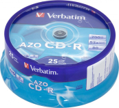 Verbatim Диски CD-R Verbatim 52-x 700Mb, Cristal AZO, Cake Box 25 шт. (43352) 