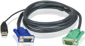 ATEN 2L-5202U Кабель KVM  USB(тип А Male)+HDB15(Male) &lt;-&gt;  SPHD15(Male) 1,8м., черный. 