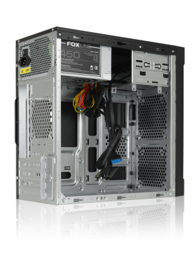 Foxline FL-708-FZ450R-U31 mATX case, black, w/PSU 450W 12cm, w/1xUSB2.0+1xUSB3.0, w/pwr cord, w/o FAN