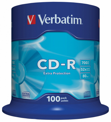 Verbatim  Диски CD-R  100 шт. 48/52-x 700Mb, Cake Box ( 43411)