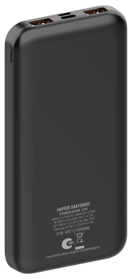 Hiper Мобильный аккумулятор 10000mAh 2.4A 2xUSB черный (SM10000 BLACK)