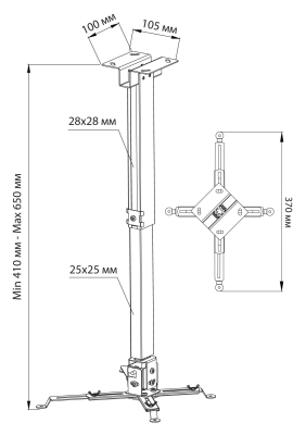Кронштейн для проектора Cactus CS-VM-PRE01-WT белый макс.23кг настенный и потолочный поворот и наклон
