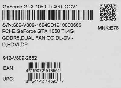 MSI GTX 1050 TI 4GT OCV1 RTL