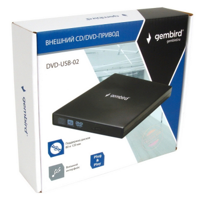 USB Gembird DVD-USB-02 ext. пластик, черный RTL