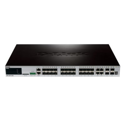 D-Link DGS-3620-28SC/B1AEI PROJ Управляемый стекируемый коммутатор уровня 3 с 20 портами SFP, 4 комбо-портами 10/100/1000Base-T/SFP, 4 портами 10GBase-X SFP+, в комплект поставки входит ПО EI image 
