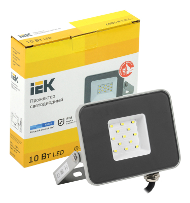 Iek LPDO701-10-K03 Прожектор СДО 07-10 светодиодный серый IP65 6500 K IEK